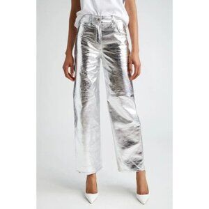 Interior The Sterling Leather Pants in Aluminum Silver 2 New Womens Trousers